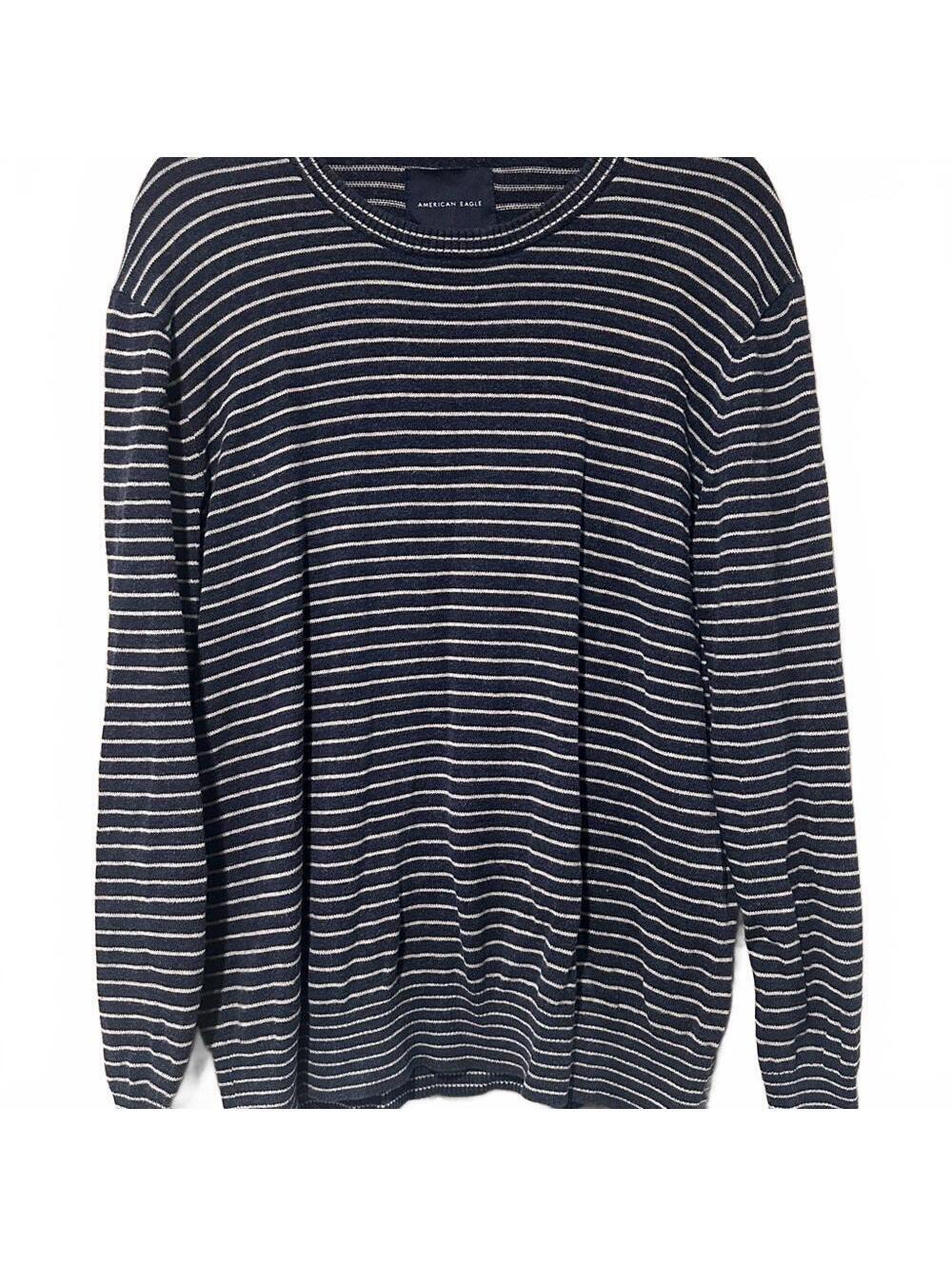 American Eagle Outfitters Navy and White Striped Sweater